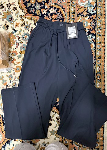 Kadın lacivert Pilili Midi Kumaş Pantolon - Görsel 2