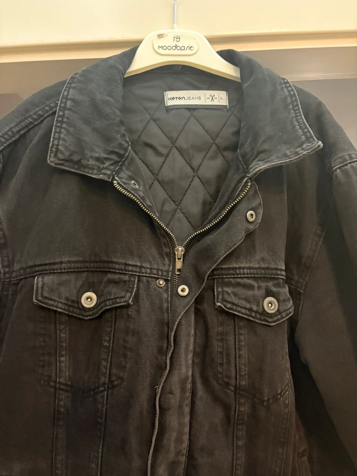 Siyah Düğmeli erkek Kot Ceket - Görsel 2