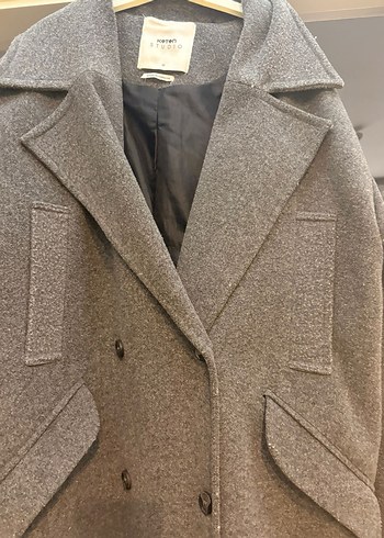 Gri Uzun Yün Kaban - Görsel 2