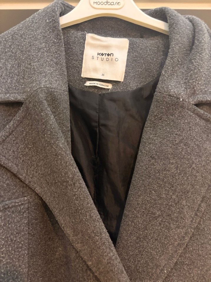 Gri Uzun Yün Kaban - Görsel 3