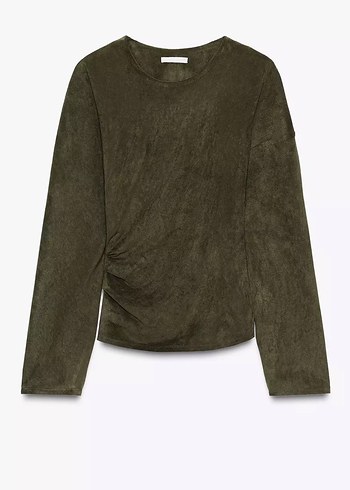 Kemerli Uzun Kollu Kadın Süet kazak - Görsel 2