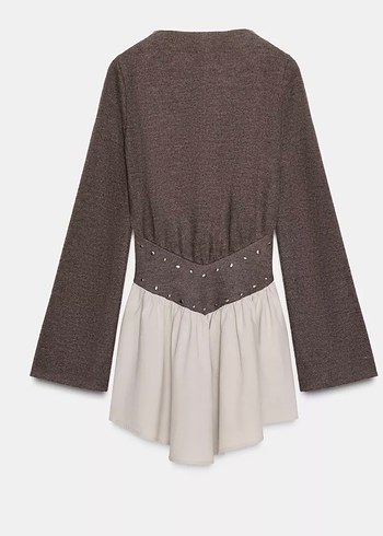 zımbalı kombine elbise - Görsel 3