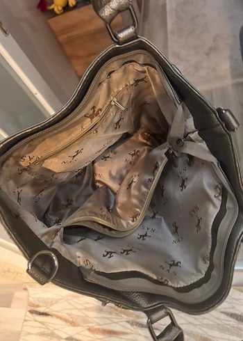 Tokalı Bej Deri Kadın Çanta - Görsel 2