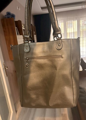 Tokalı Bej Deri Kadın Çanta - Görsel 3