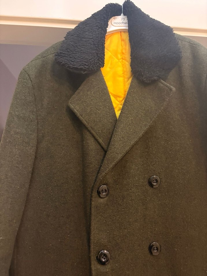 Düğmeli Kahverengi Yün Klasik Erkek Kaban - Görsel 2