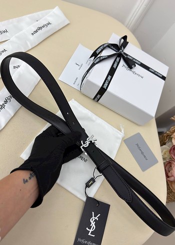 Yves Saint Laurent Ysl Siyah Deri Kemer