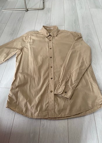 W collection Bej Erkek %Keten Düğmeli Gömlek - Görsel 3