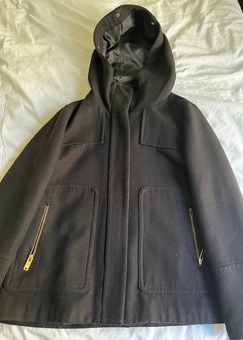 Zara siyah Midi Kadın Kürklü kaşe kaban - Görsel 4