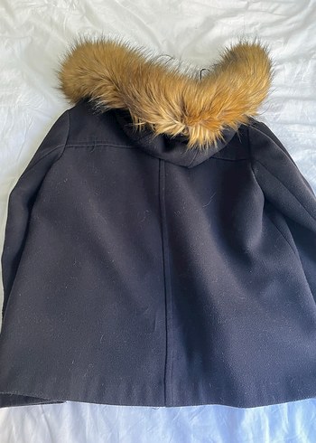 Zara siyah Midi Kadın Kürklü kaşe kaban - Görsel 7