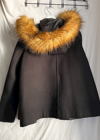 Zara siyah Midi Kadın Kürklü kaşe kaban - Görsel 2
