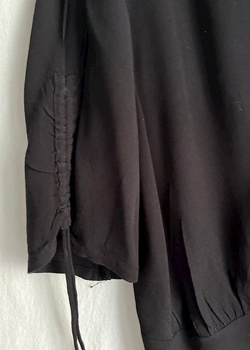 H&M Düğmeli Siyah Uzun Keten Elbise