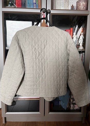 Zara Düğmeli Bej Kadın Keten Ceket - Görsel 5