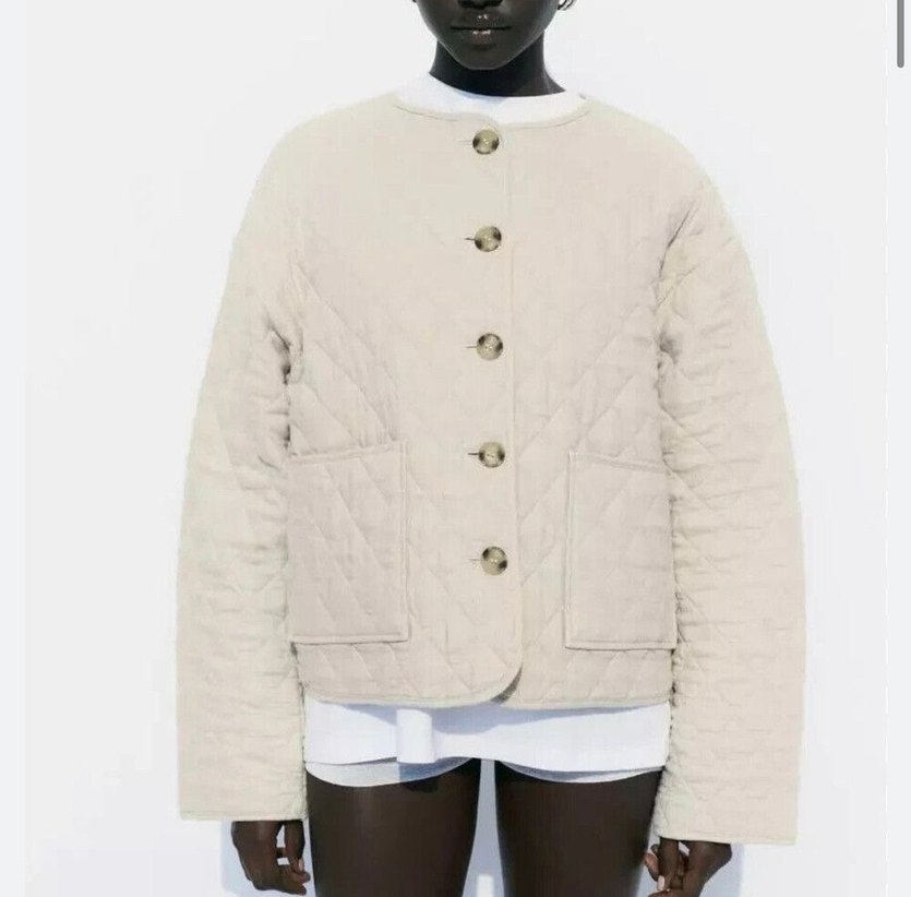 Zara Düğmeli Bej Kadın Keten Ceket - Görsel 2