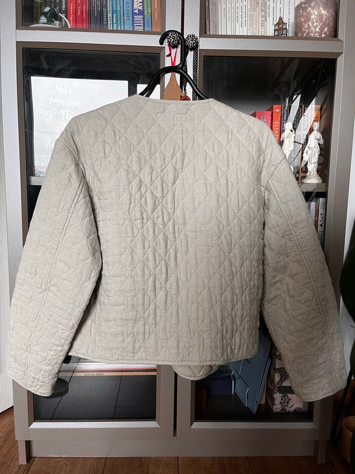 Zara Düğmeli Bej Kadın Keten Ceket - Görsel 5