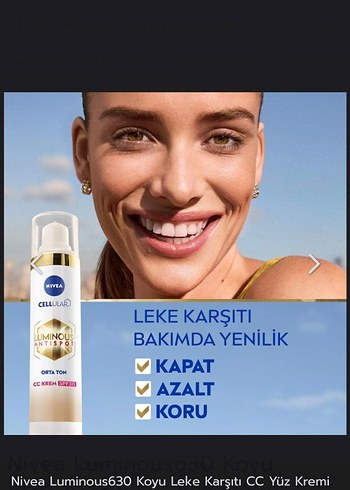 Nivea Luminous630 Orta Ton CC Krem SPF30 - Görsel 4