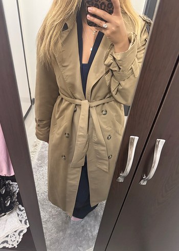36 Beden camel Renk Bej Kadın Midi Trençkot