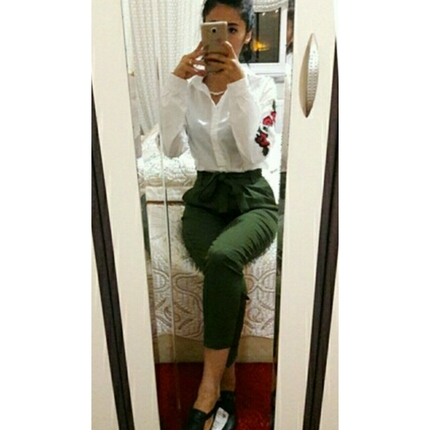 yeşil kumaş pantalon