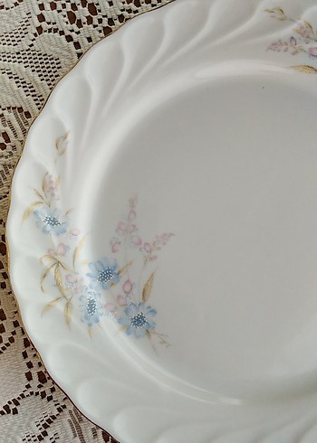 Kütahya Porselen Pastel Çiçek Desenli Beyaz Yemek Tabağı
