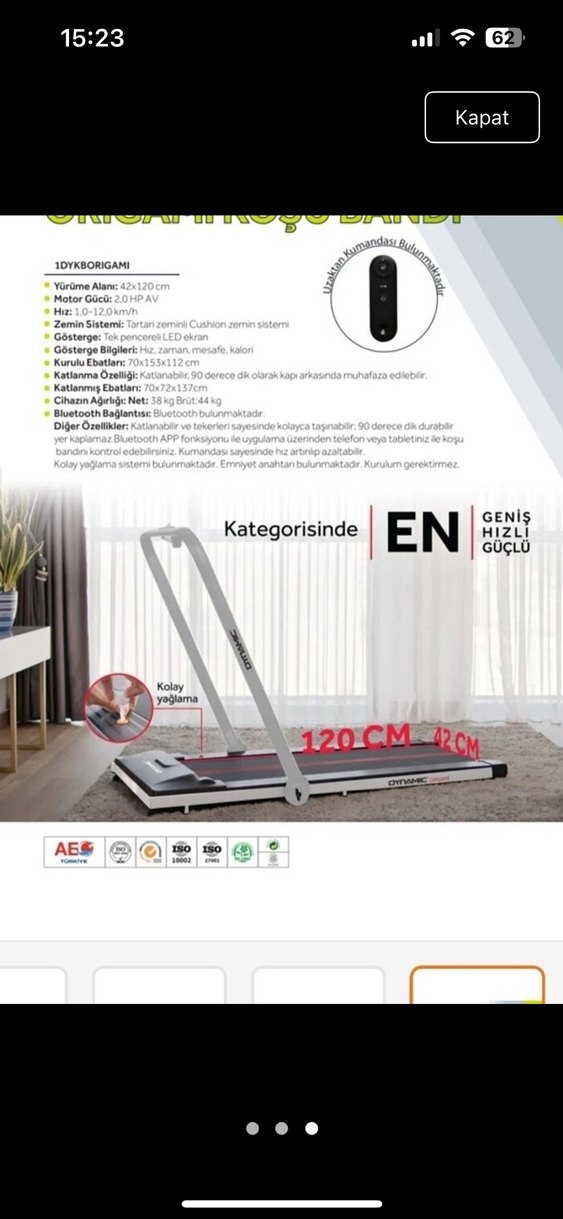 DYNAMIC Katlanabilir Koşu Bandı - Görsel 2