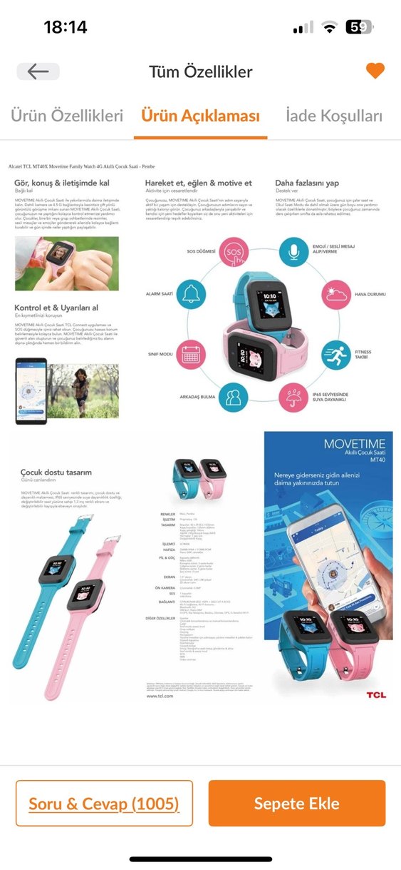 Çocuk TCL (Alkatel) Akılli Saat (Sim kart destekli) - Görsel 4