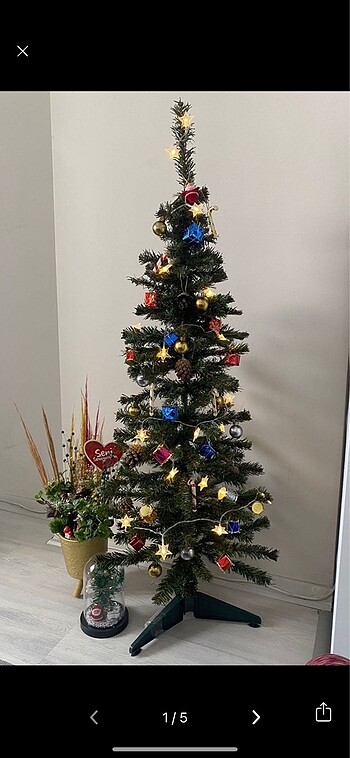 120 cm yılbaşı çam ağacı ve süsler