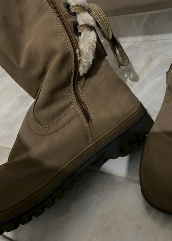 Bej Süet Kürklü Dolgu Topuklu Kadın Bot - Görsel 7