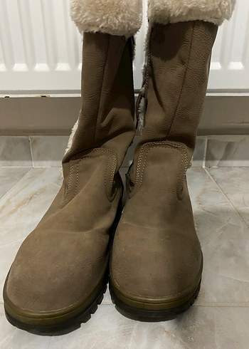 Bej Süet Kürklü Dolgu Topuklu Kadın Bot - Görsel 6