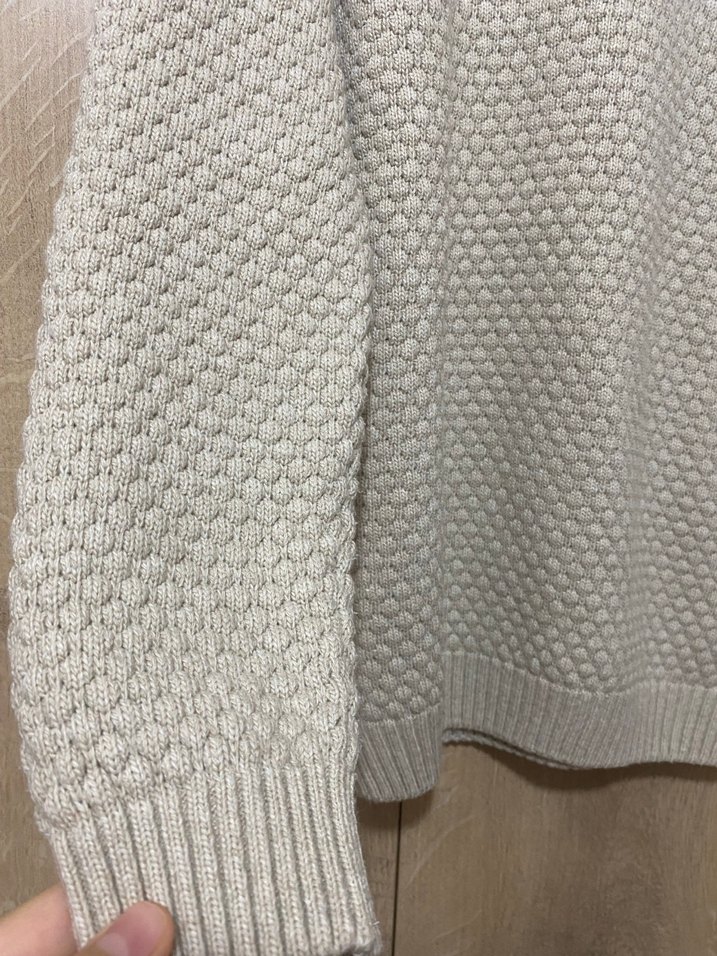 Bej Erkek Boğazlı Triko Kazak - Görsel 3