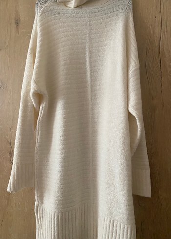 Uzun Kollu Beyaz Bohem Örgü Kadın Kazak - Görsel 6