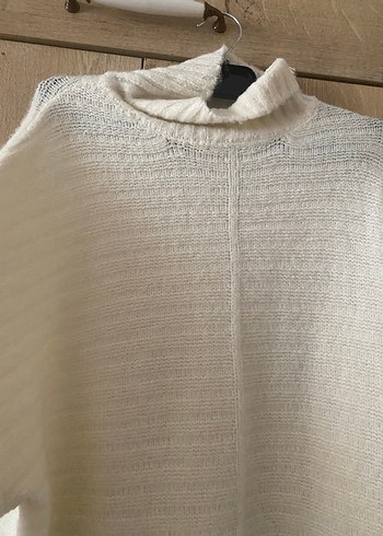 Uzun Kollu Beyaz Bohem Örgü Kadın Kazak - Görsel 4