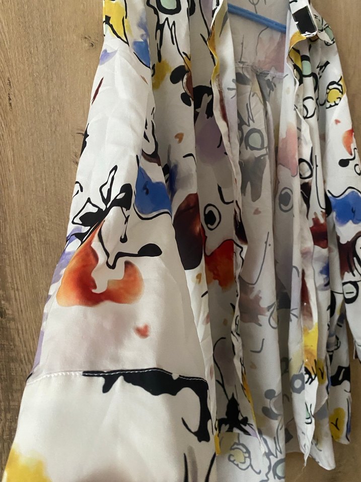 Renkli Baskılı Uzun Kollu Salaş Kadın Gömlek - Görsel 2