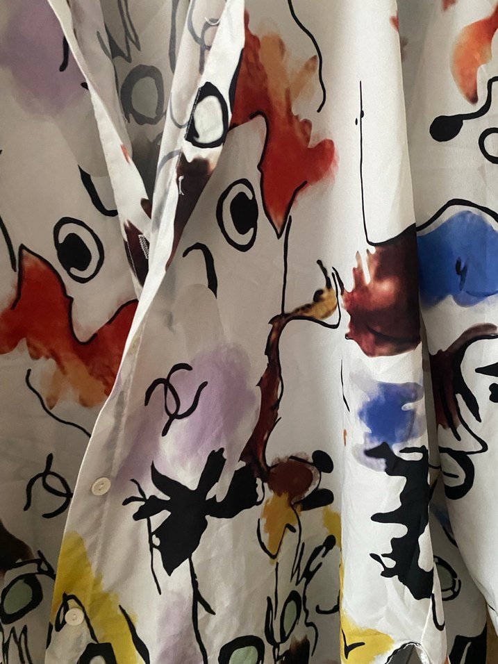 Renkli Baskılı Uzun Kollu Salaş Kadın Gömlek - Görsel 5