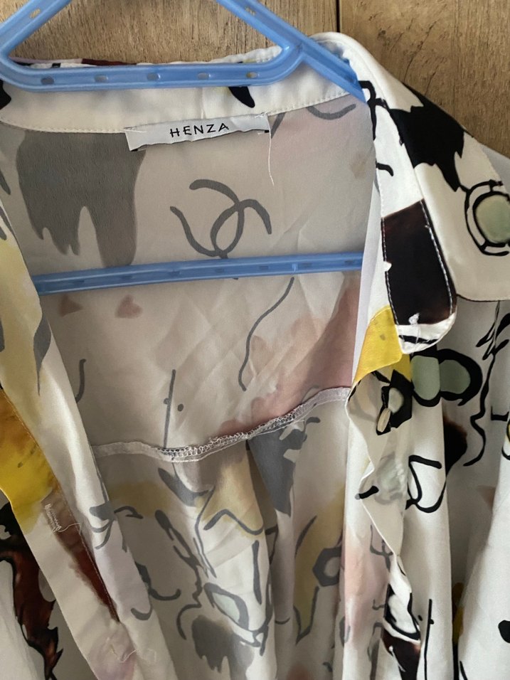 Renkli Baskılı Uzun Kollu Salaş Kadın Gömlek - Görsel 3