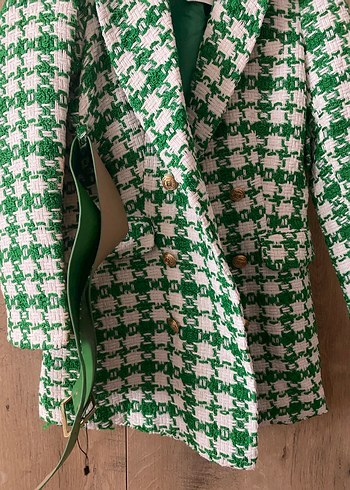 Yeşil Desenli Kadın Blazer Ceket - Görsel 3