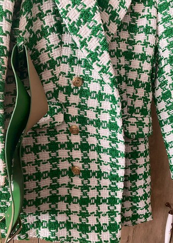 Yeşil Desenli Kadın Blazer Ceket - Görsel 4