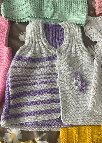 Kız Çocuk Pastel Renkli Örgü yelekler - Görsel 11