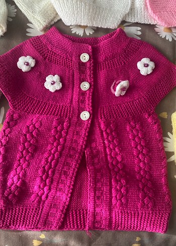 Kız Çocuk Pastel Renkli Örgü yelekler - Görsel 12