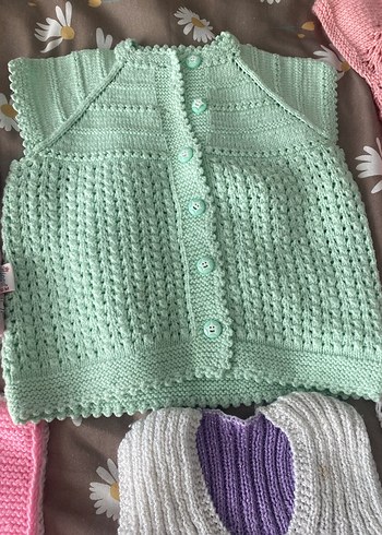 Kız Çocuk Pastel Renkli Örgü yelekler - Görsel 5