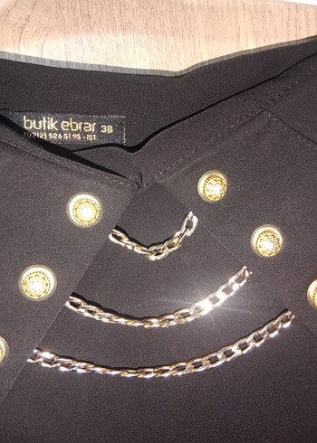 38 Beden Zincir Detaylı Siyah Uzun Etek