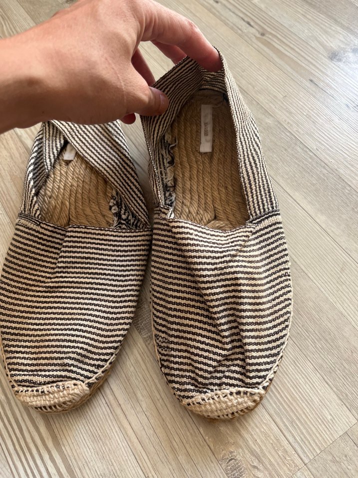 Çizgili Keten Kadın Espadril Ayakkabı 2 adet - Görsel 3