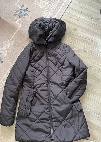 Koton Kadın Gri Kapüşonlu Suni Kumaş Kışlık Mont - Görsel 2