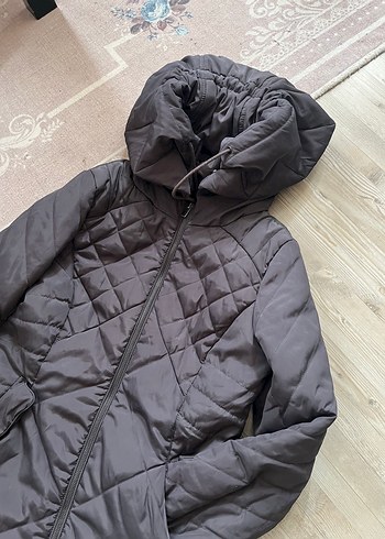 Koton Kadın Gri Kapüşonlu Suni Kumaş Kışlık Mont - Görsel 3