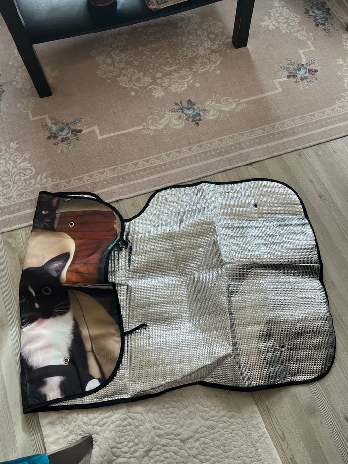 Temu sifir kedi baskili 3D araç cam güneşliği - Görsel 4