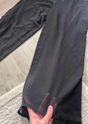 Siyah şifon zarif davet Kadın Kumaş Pantolon - Görsel 2