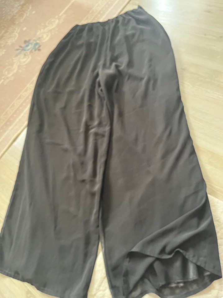 Siyah şifon zarif davet Kadın Kumaş Pantolon - Görsel 4