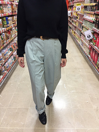 Gri zarif kumaş pantolon trend model