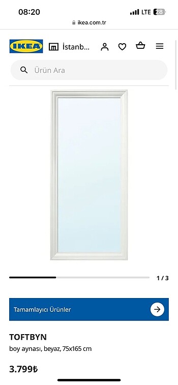 İkea Hemnes ahşap ayna 75*160