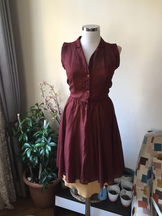 Vintage bordo sezon elbise