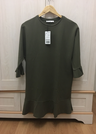 s Beden Mango yeşil mini elbise/tunik