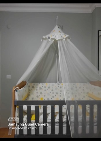 Gri Bebek Beşiği Tül Cibinlikli - Görsel 2